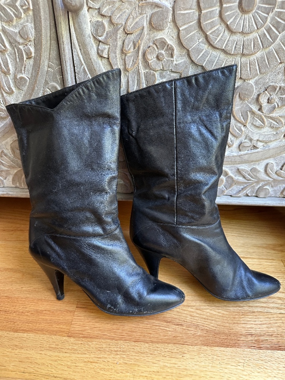 Vintage 1970's/80's black leather boots